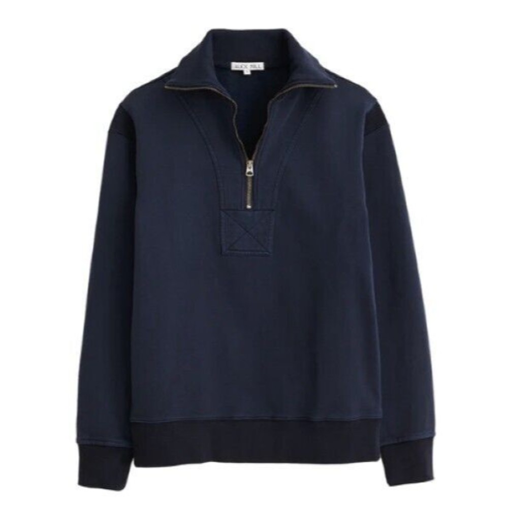 ALEX MILL - Half-Zip Fleece-Back Cotton-Jersey Sweatshirt - Blue size Medium